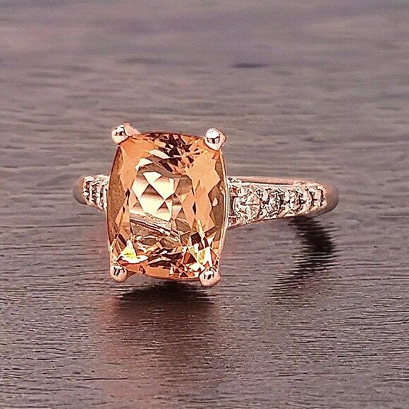 Natural Morganite Diamond Ring Size 6.25 14k Gold 5.26 TCW Certified $6,950 215 - Picture 5 of 15